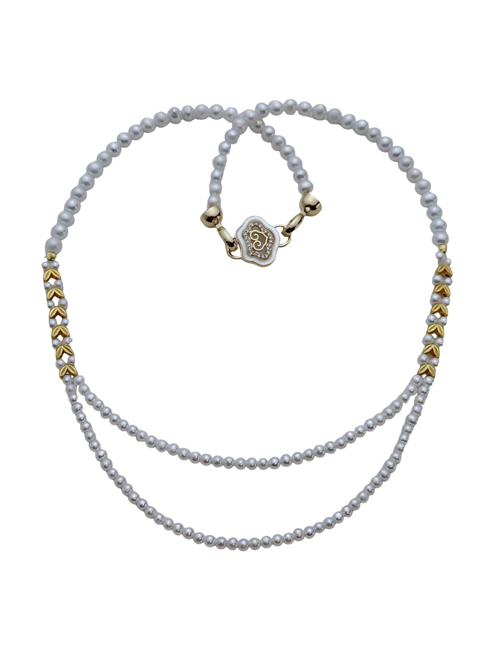 Handmade Freshwater Pearl Double Layers Necklace 18-20” 26X465